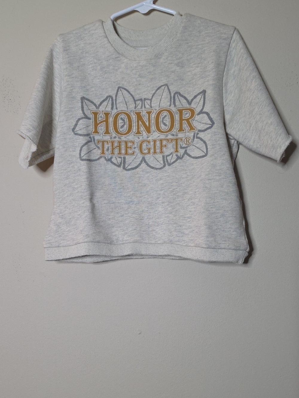 Honor The Gift Kids Floral Short Sleeve Crewneck Sweatshirt - Cream/Gray